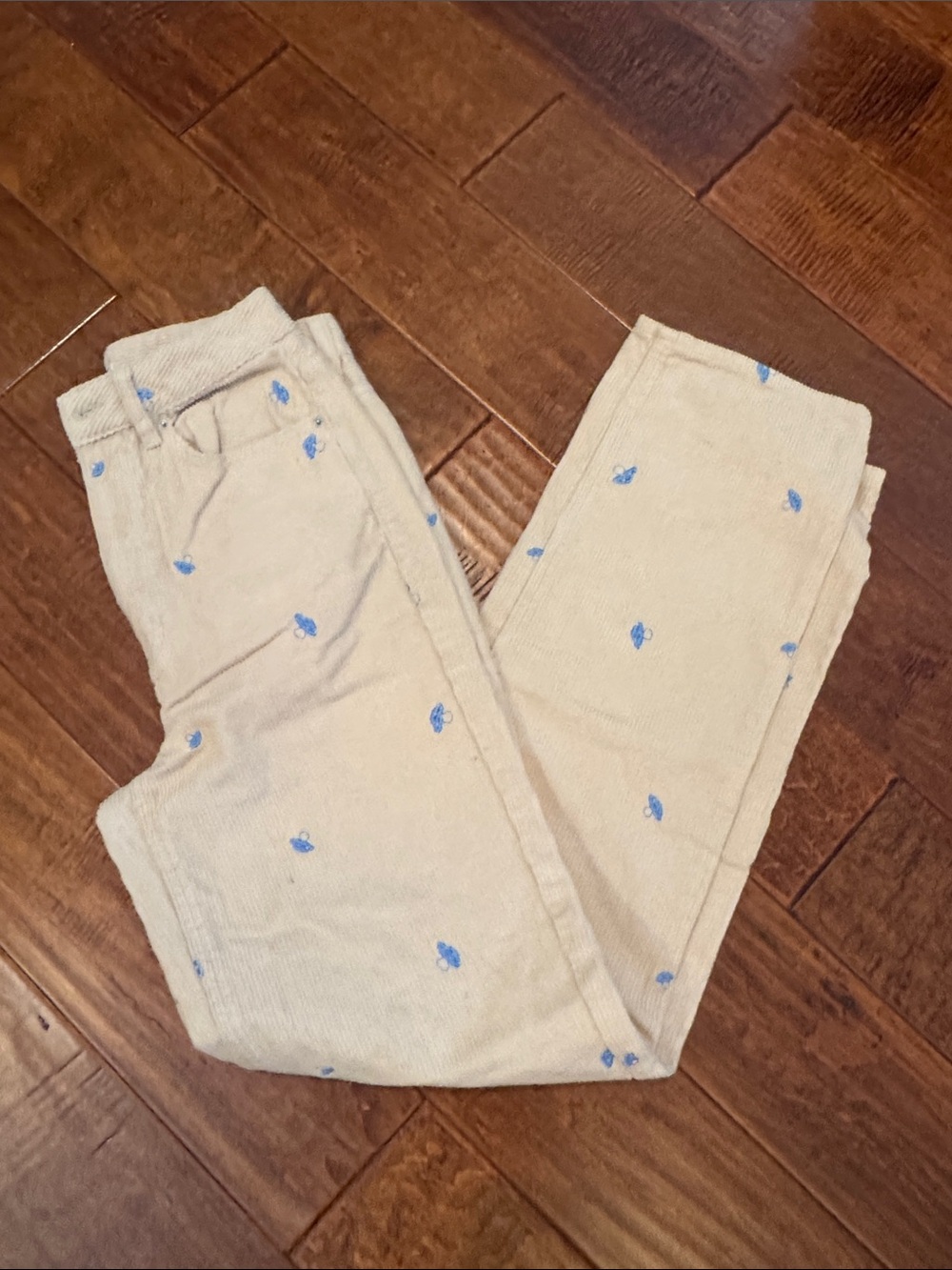 PacSun corduroy Jean with mushroom embroidery